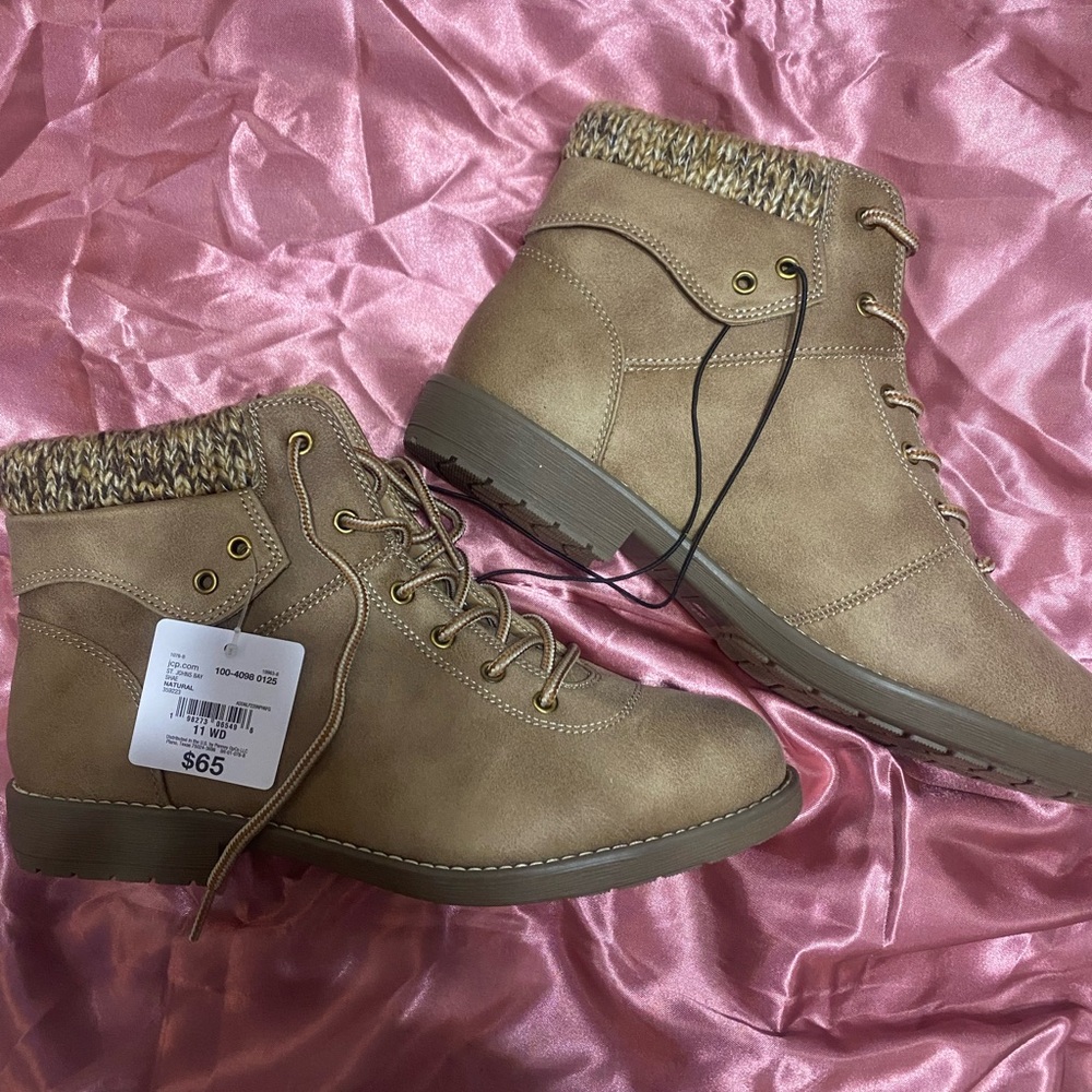 St. John's Bay Tan Lace-Up Ankle Boots
